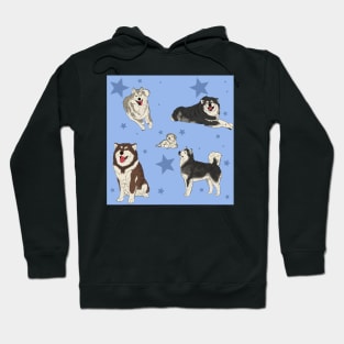 Alaskan Malamute Pattern Blue Hoodie